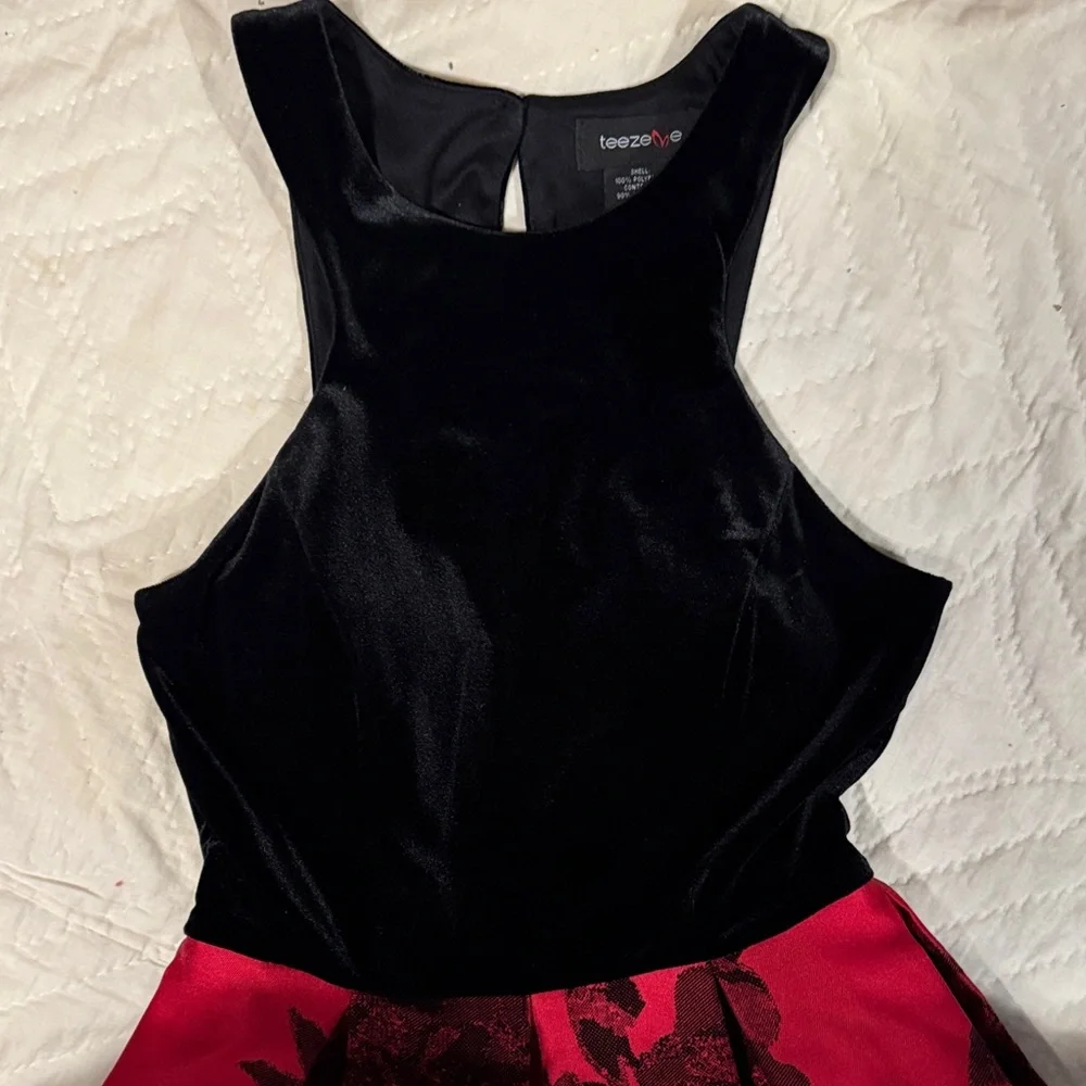 Teeze Me Black and Red Floral Mini Dress 3/4